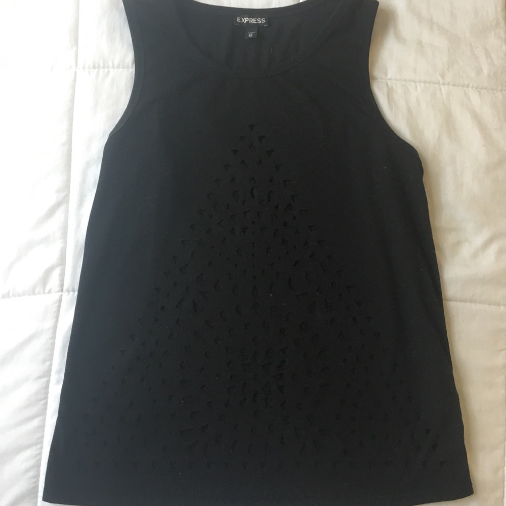 Black sleeveless top with geometric cut out